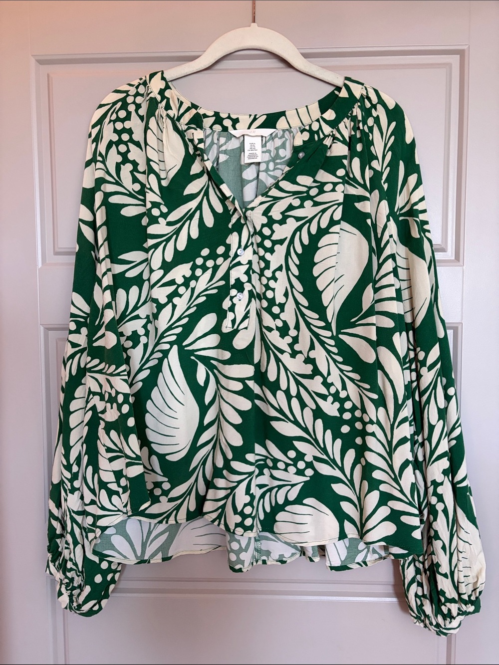 Green & Cream Floral Print